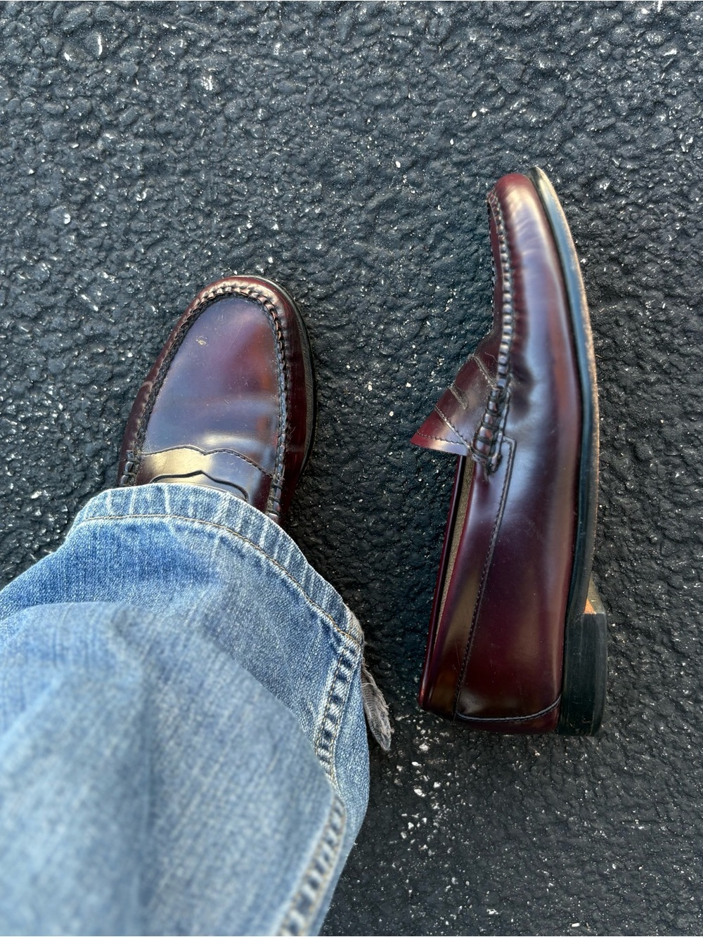 GH Bass Weejuns Mens 7.5 Burgundy Wine Red Cherry Leather Penny Loafers Preppy